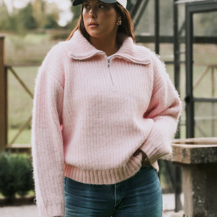 Trucker Half Zip Sweater by Brunette The Label