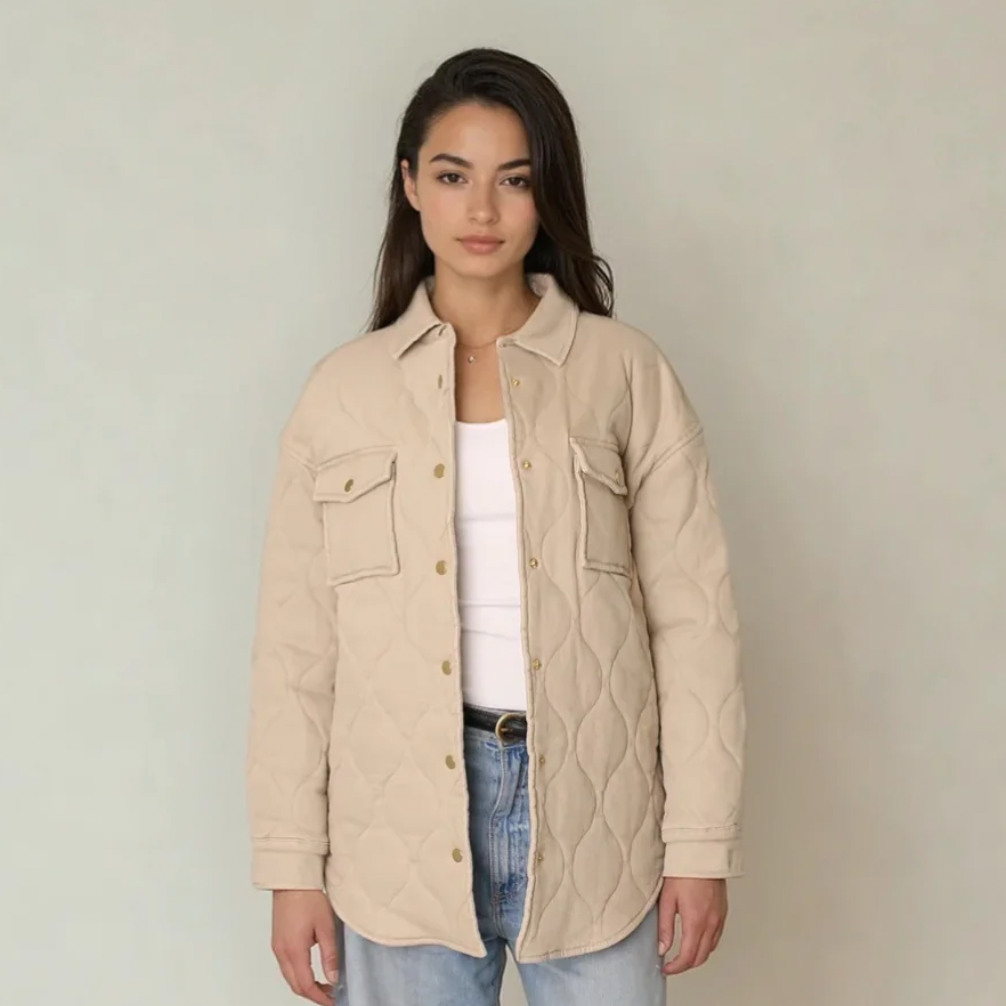 Leni Quilted Brushed Cotton Oat Coat