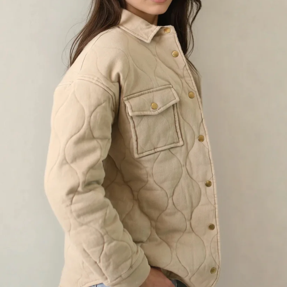 Leni Quilted Brushed Cotton Oat Coat