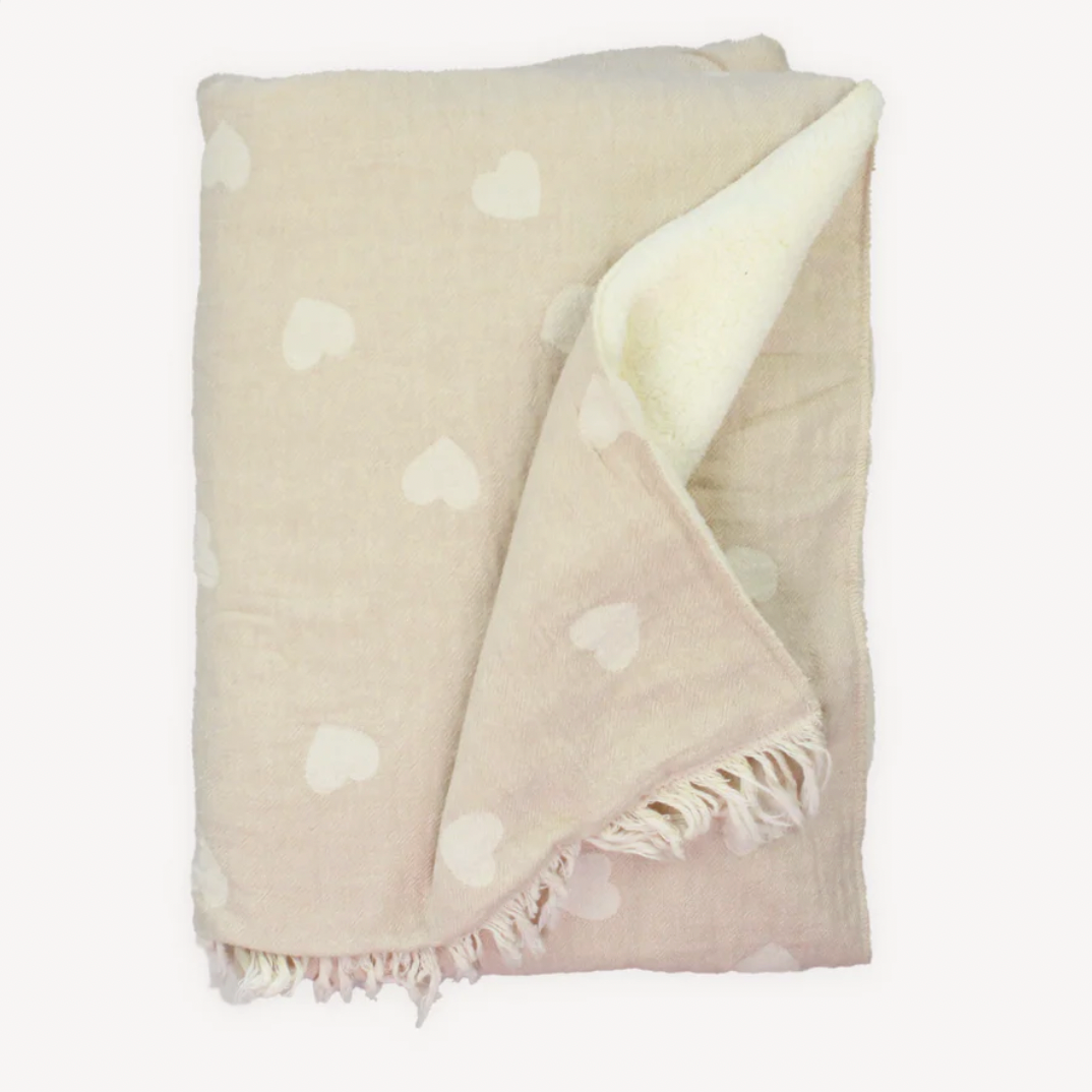 Have a Heart Fleece Lined Throw