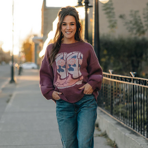 Cowboy Boots Oversized Sweater