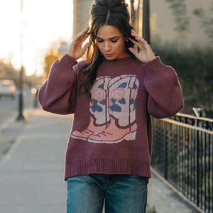 Cowboy Boots Oversized Sweater