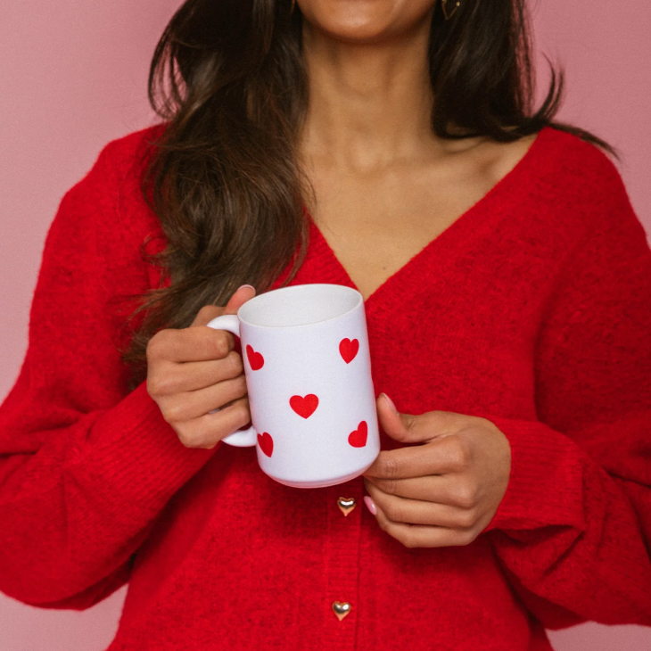 All Over Heart Mug Red Hearts