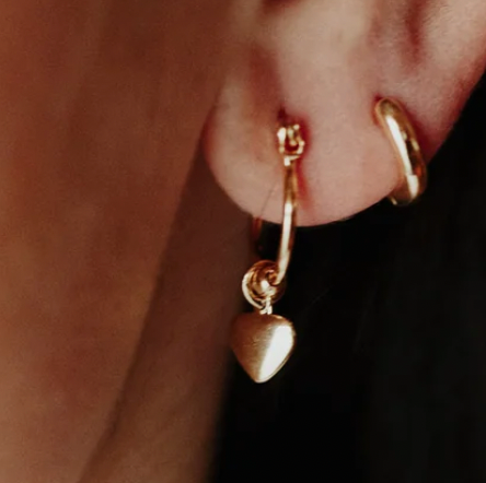 Heart Charm Hoops