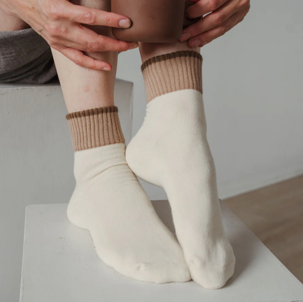 Block Pima Socks - Sandbanks