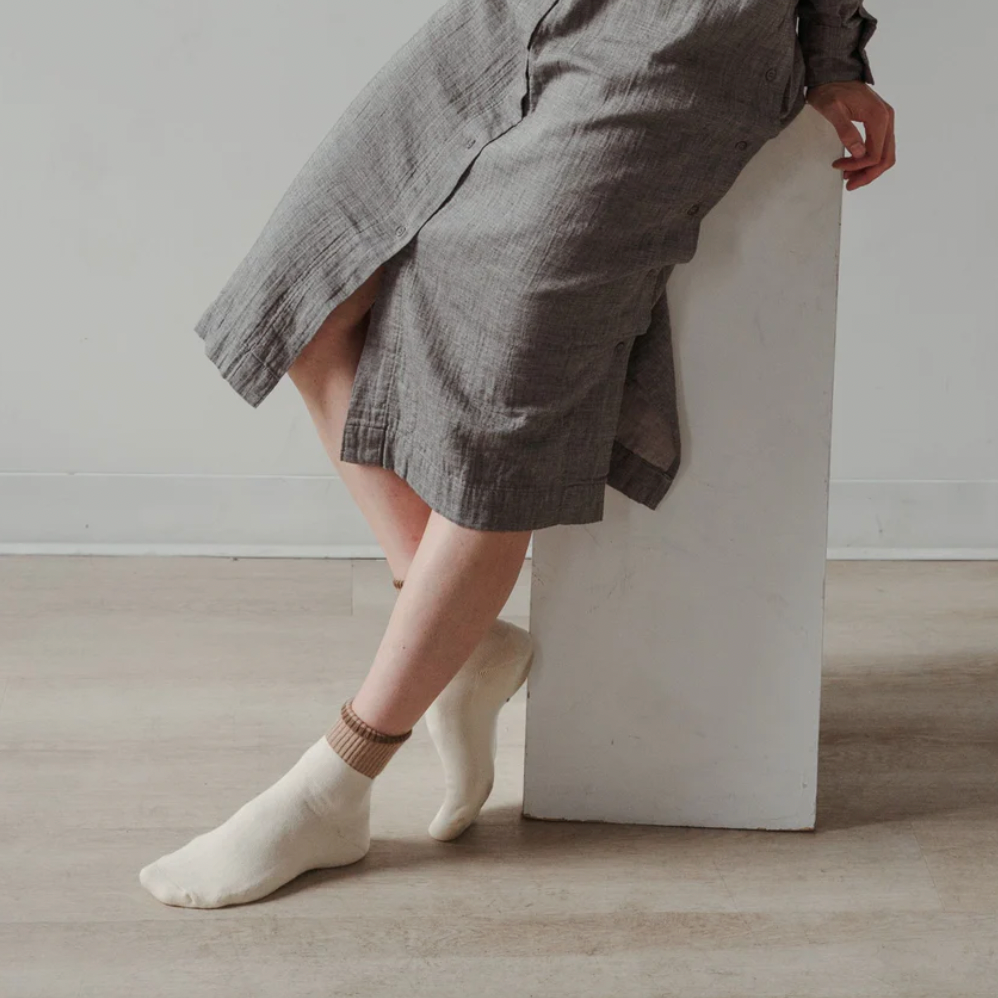 Block Pima Socks - Sandbanks