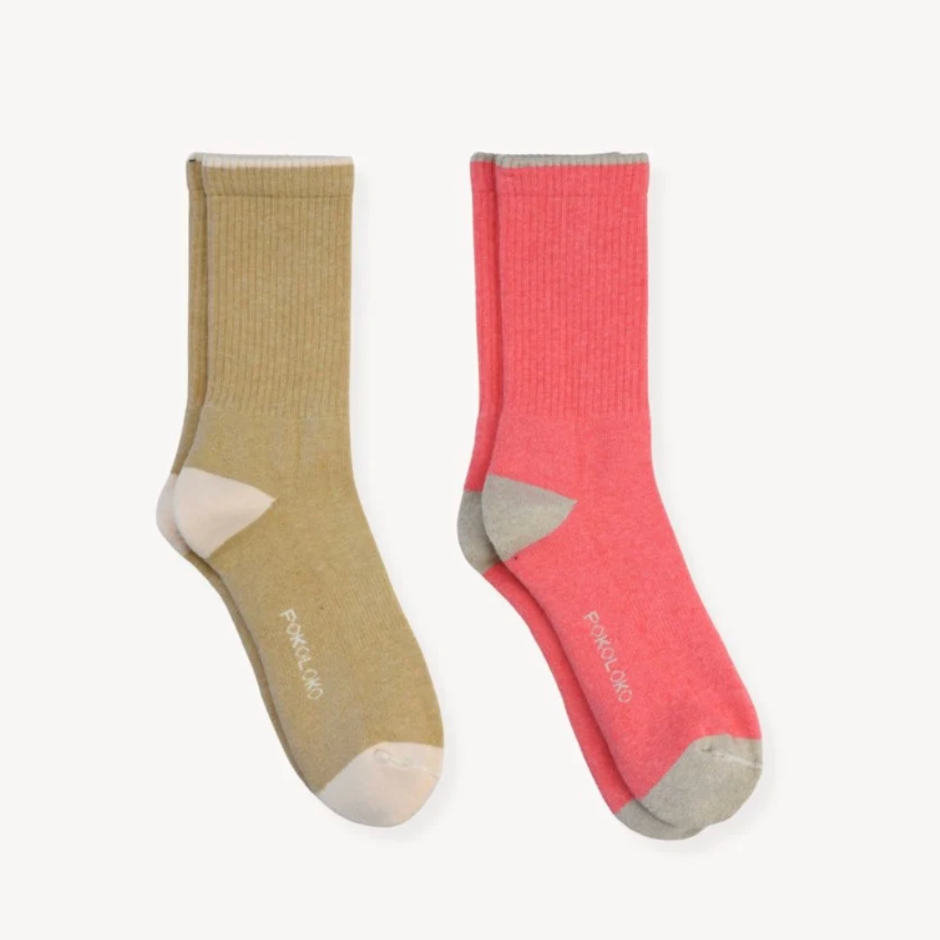 Heel Toe Caramel/Bubblegum Socks (Set of 2)