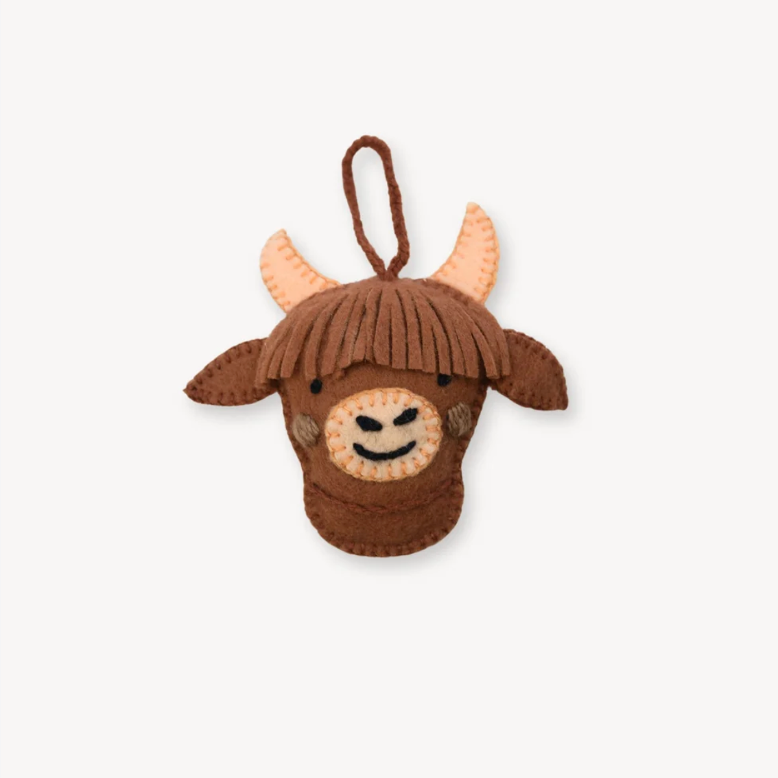 HIghland Cow Hand Embroidered Ornament