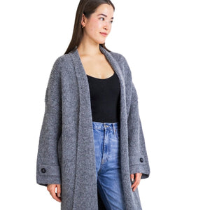 Vera Full Length Knit Cardigan in Dark Grey