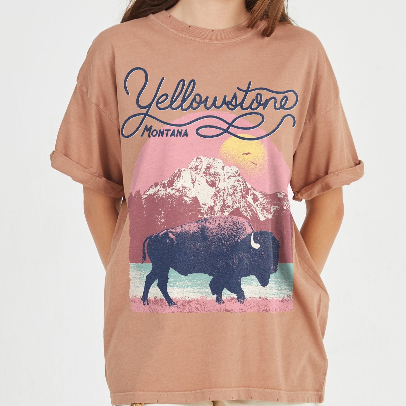 Yellowstone Bison Boyfriend Tee by Girl Dangerous