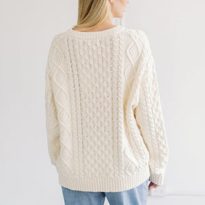 Irish Cable Knit Cream Sweater by Brunette The Label