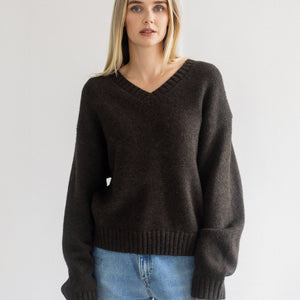 Espresso V Neck Sweater by Brunette The Label