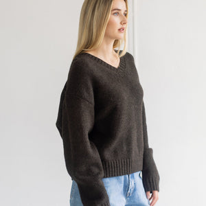 Espresso V Neck Sweater by Brunette The Label
