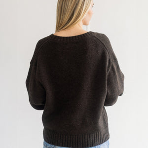 Espresso V Neck Sweater by Brunette The Label