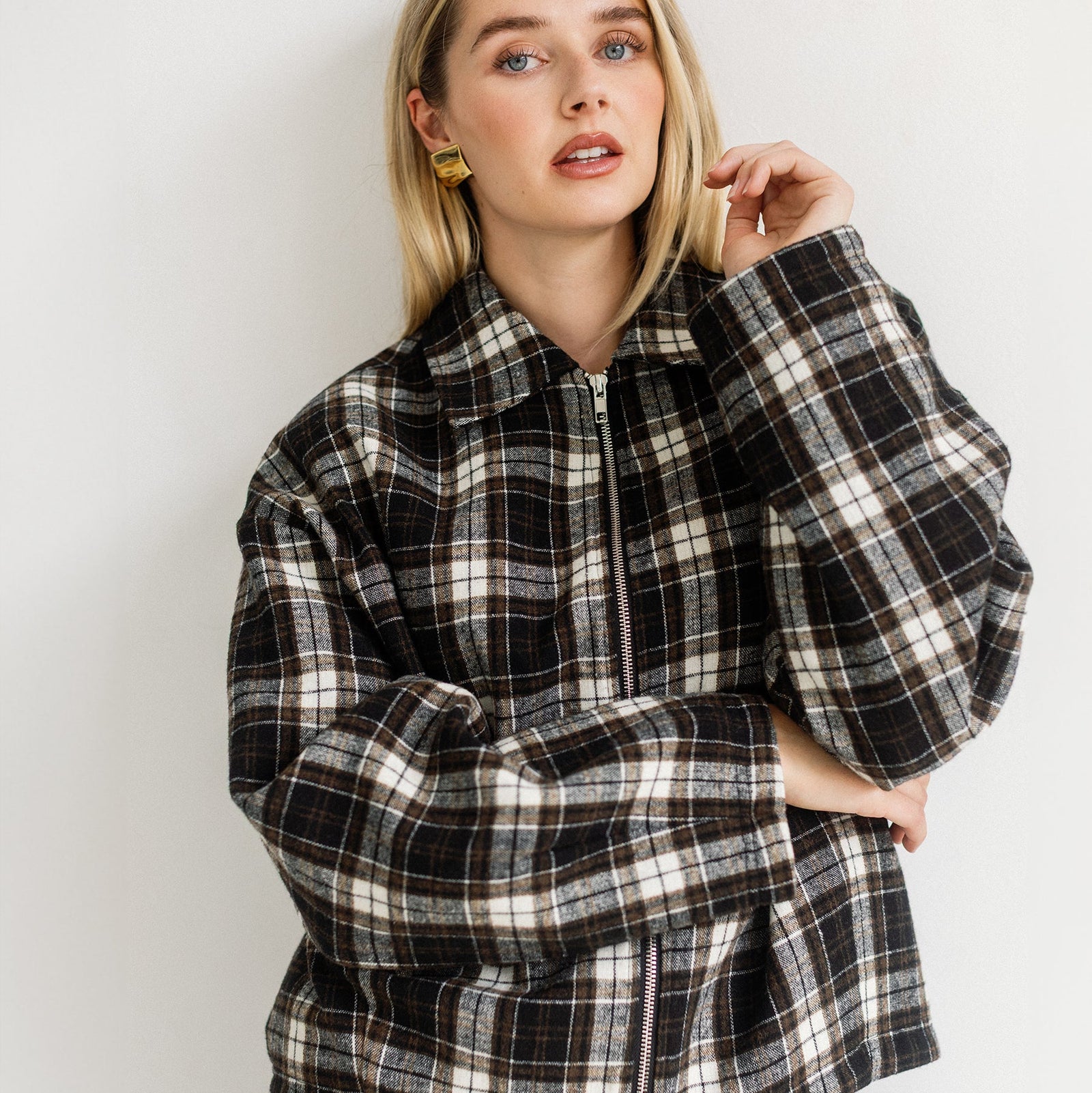 Plaid Bubble Jacket by Brunette The Label