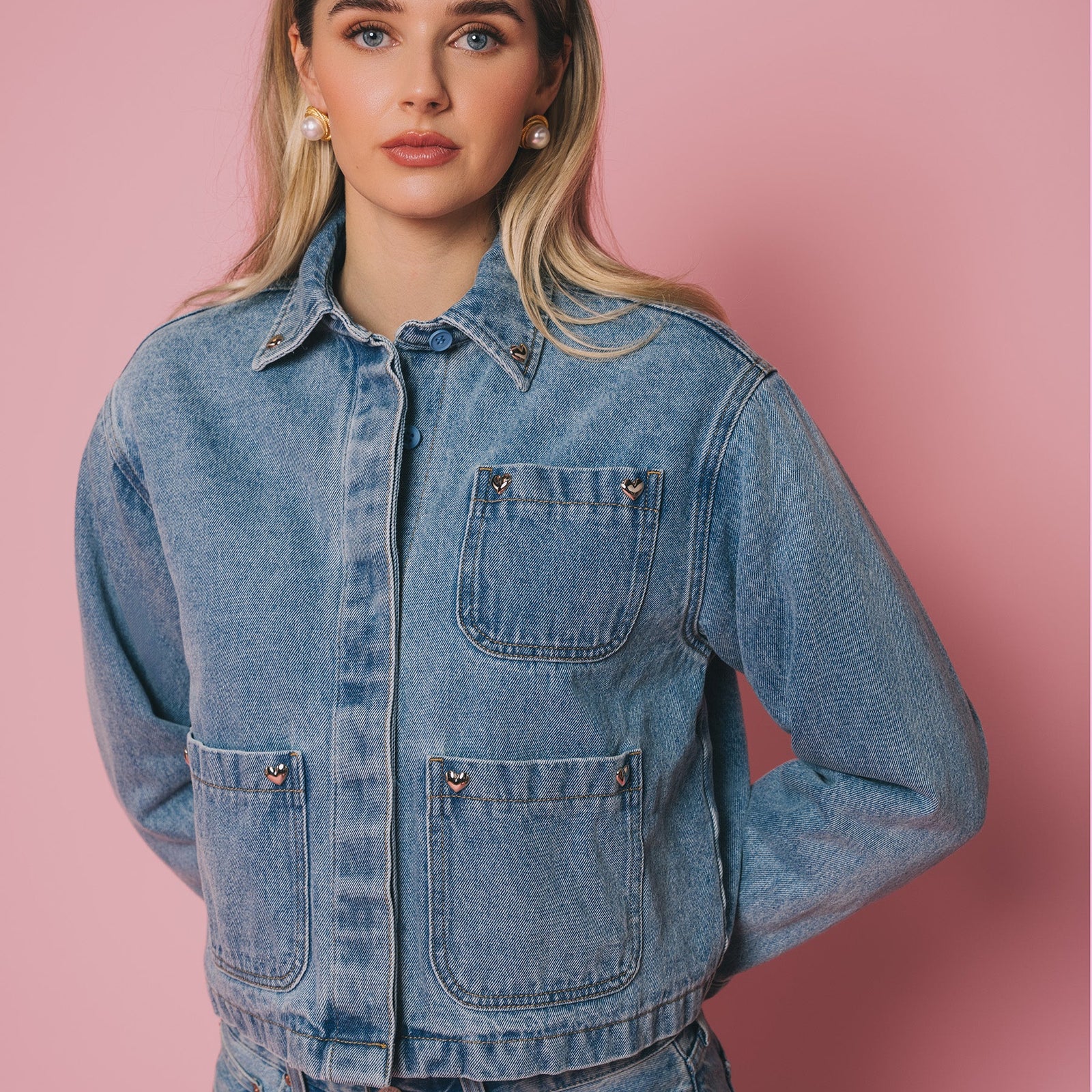 Magali Denim Jacket w/ Chrome Hearts by Brunette The Label