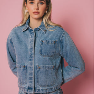 Magali Denim Jacket w/ Chrome Hearts by Brunette The Label