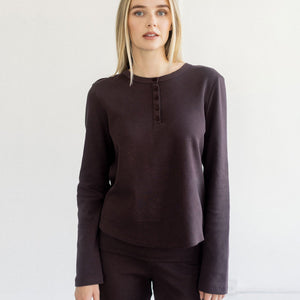 Waffle Henley Shirt by Brunette the Label