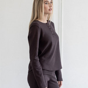 Waffle Henley Shirt by Brunette the Label