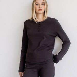 Waffle Henley Shirt by Brunette the Label