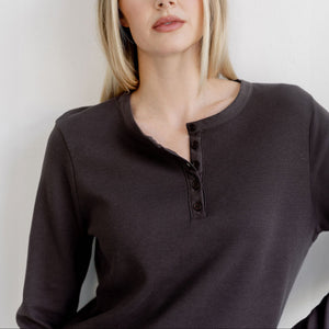 Waffle Henley Shirt by Brunette the Label