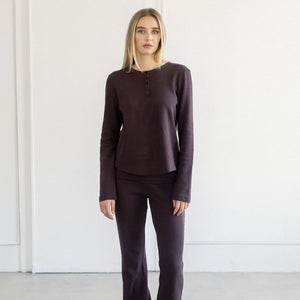 Waffle Henley Shirt by Brunette the Label