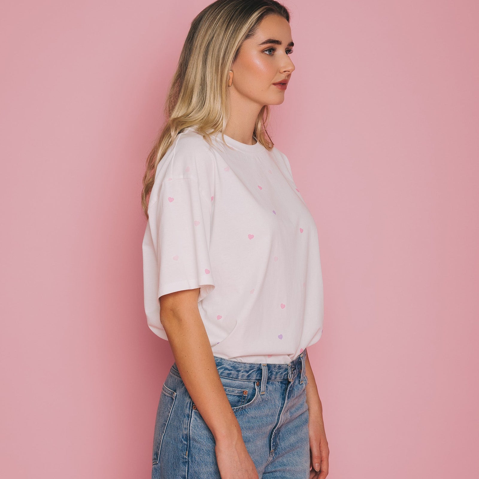 Tiny Heart Oversized Boxy Tee by Brunette The Label