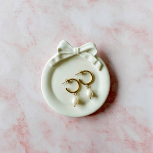 Baroque Style Bow Trinket Dish- Round: Soft Pink