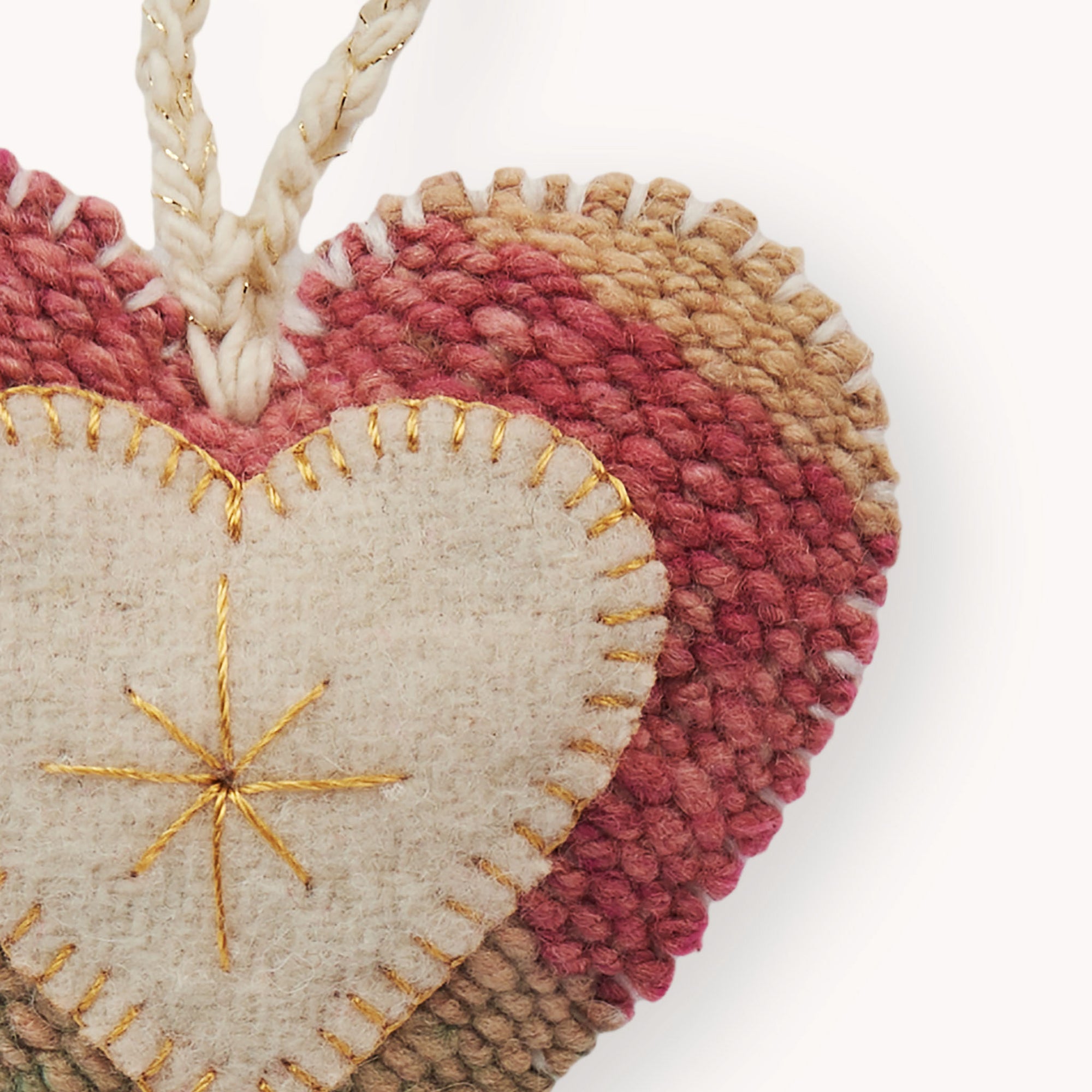 Vintage Heart Hand Embroidered Ornament