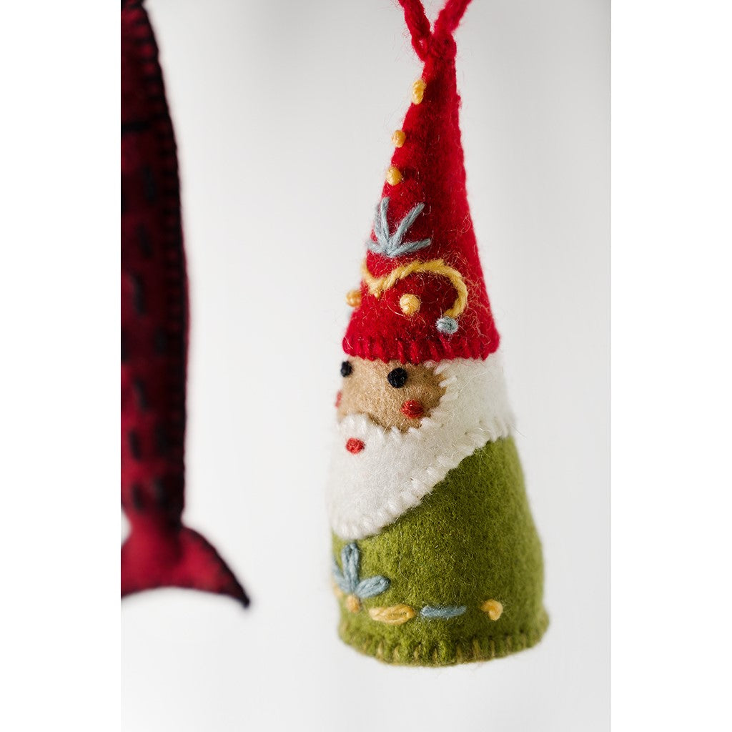 Gnome Hand Embroidered Ornament