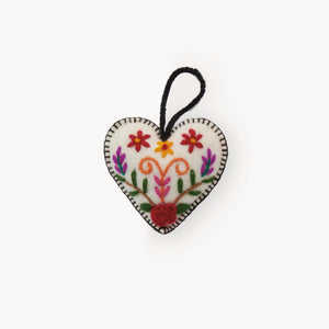 Floral Heart Hand Embroidered Ornament
