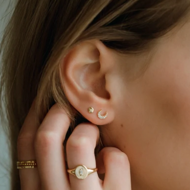 Gemini Moon Gold Earrings