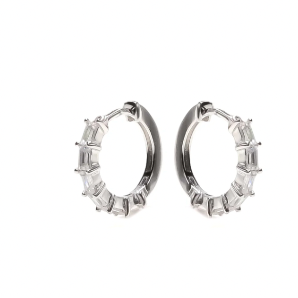 Romantic CZ Silver Hoop Earrings