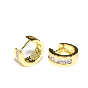 Brilliant CZ Hoop Gold Earrings