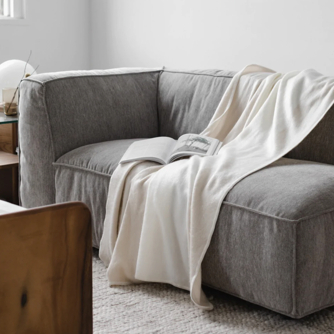 Alpaca Striped Buttercream Throw