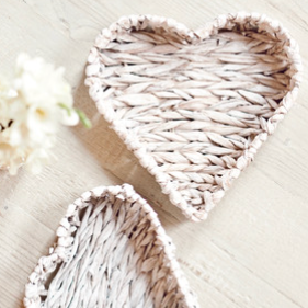 Heart Seagrass Basket - Set of Two