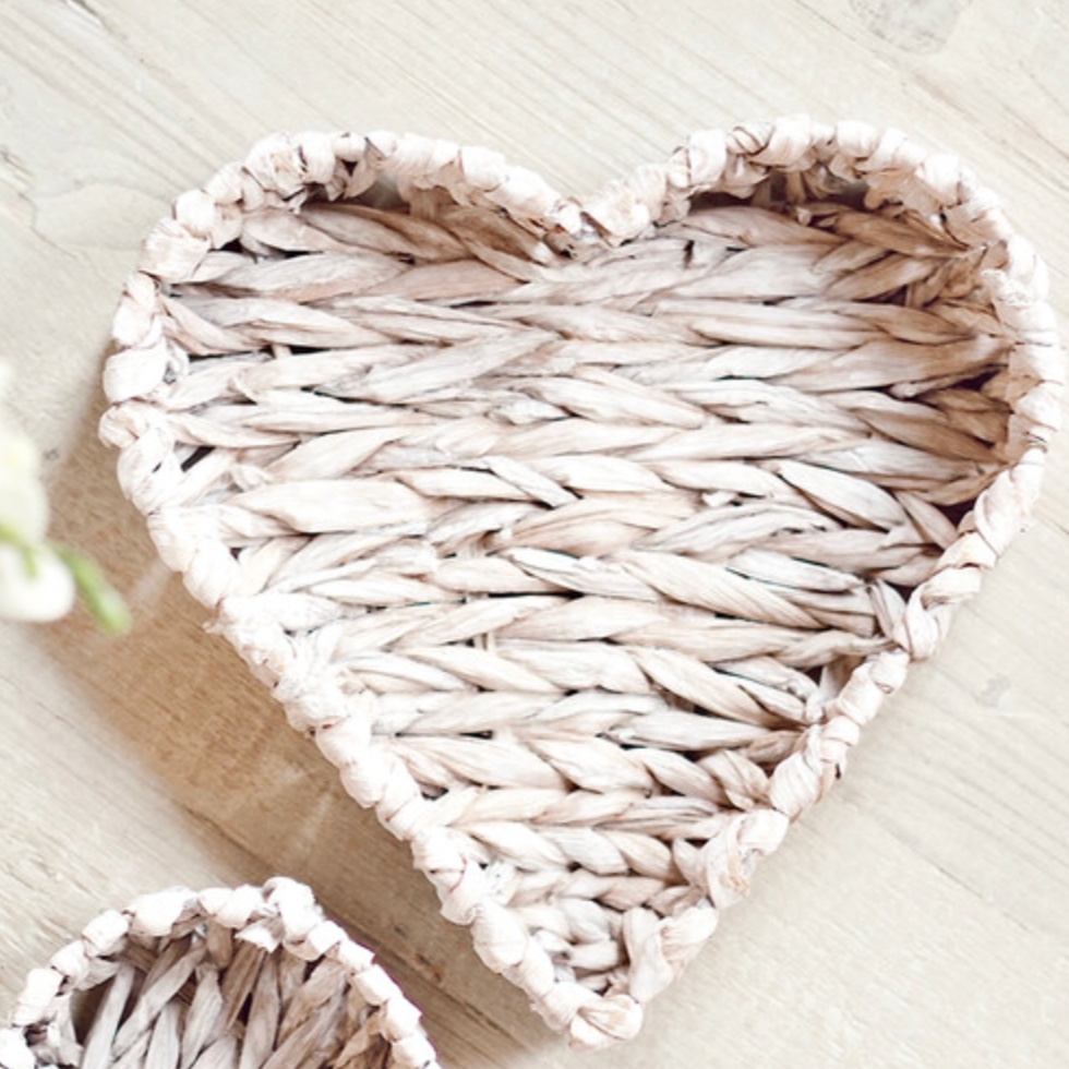 Heart Seagrass Basket - Set of Two