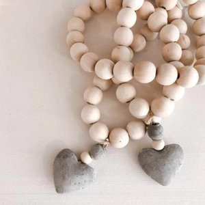 White Prayer Heart Beads