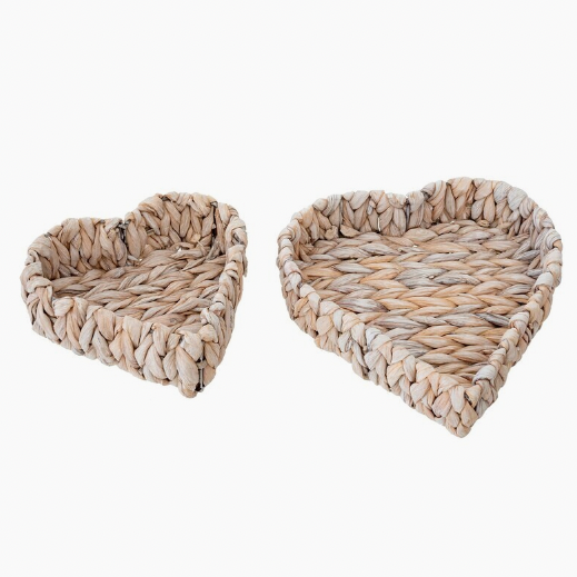Heart Seagrass Basket - Set of Two