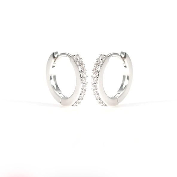 CZ Sparkle Silver Huggie Hoop Earrings
