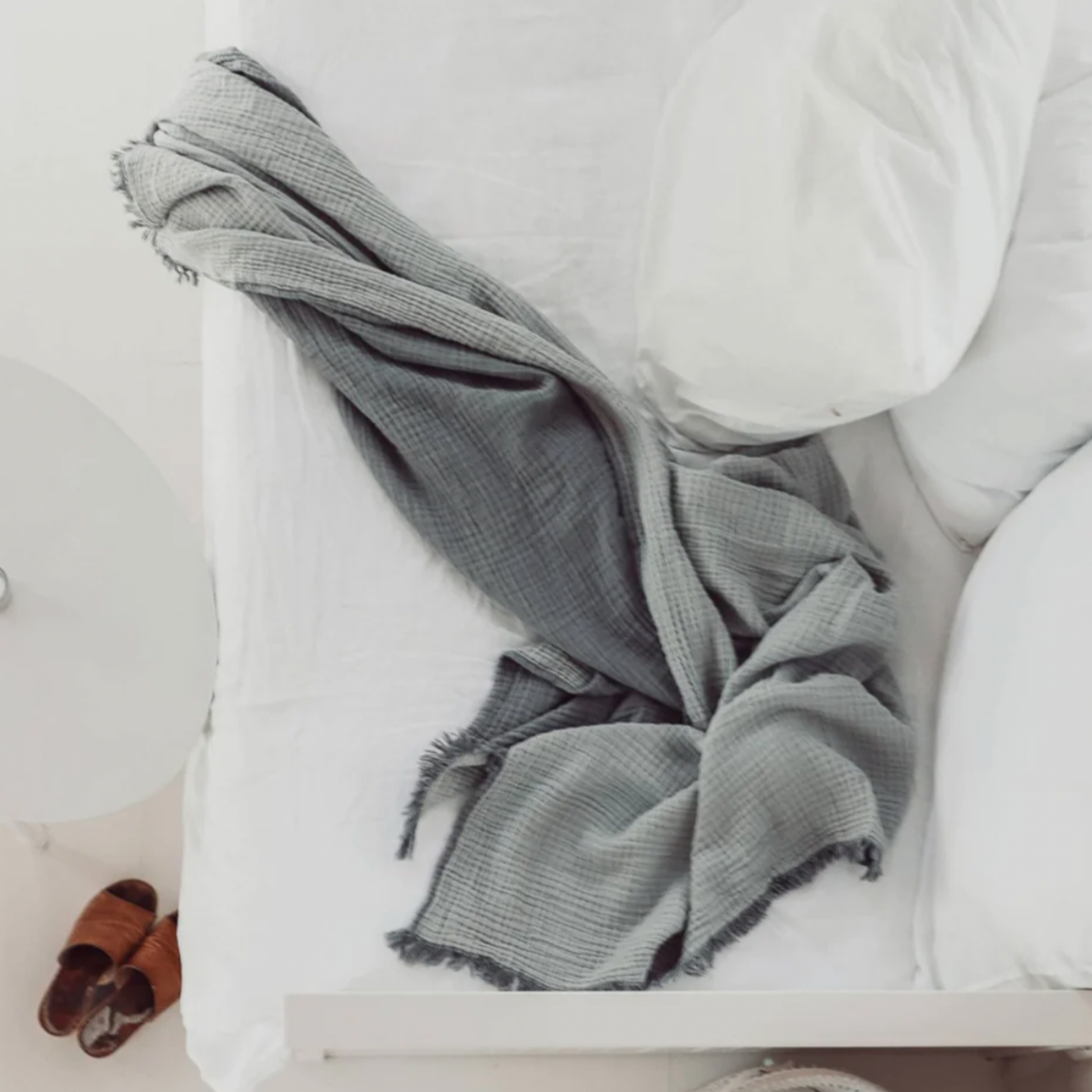 Crinkle Charcoal Grey Throw