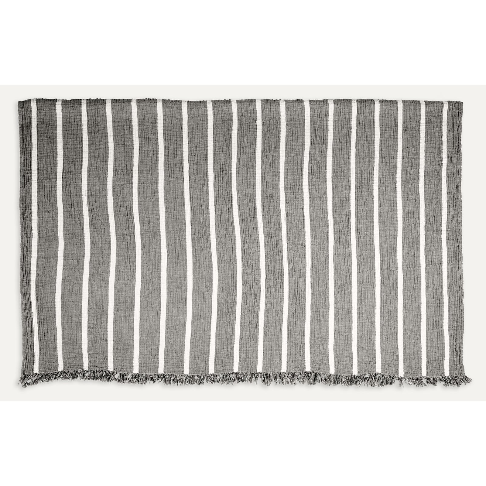 Crinkle Grey Striped Cotton Throw
